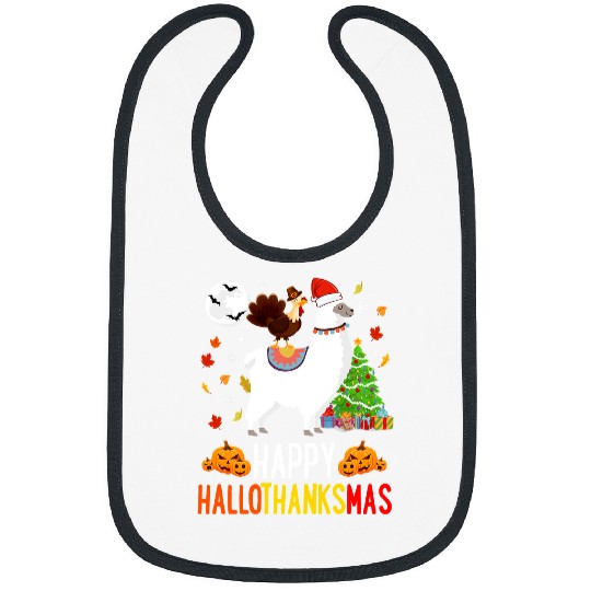 Llama Lover Happy Hallothanksmas Halloween Thanksgiving Christmas Bibs