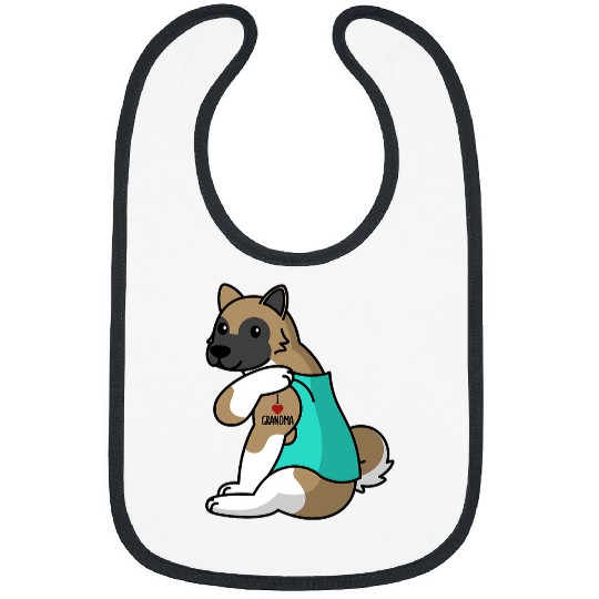Dog Akita I Love Grandma Tattoo Akita Dog Bibs
