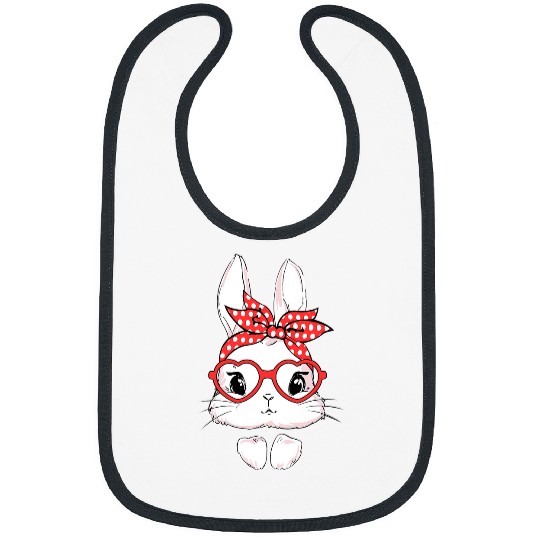 Rabbits Easter Day Leopard Bunny Glasses Eggs Cute Rabbit 6 Bibs