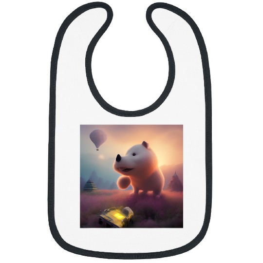 Funny Bear Fluffy Soft Fisheye Effect Dog Puppy Samoyed Husky Bear Pink Cute Bears Bibs