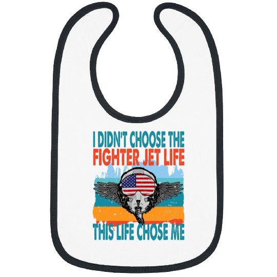 Fighter Jet USA Airplane Jet Fighter Pilot American Flag Bibs