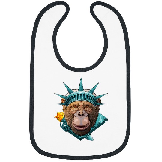 Statue Of Liberty Chimpanzee 4th Of July Animal USA America Bibs