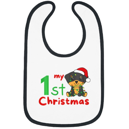 Dog Rottweiler Kids Rottweiler My 1st Christmas Dog Baby Christmas 3 Bibs