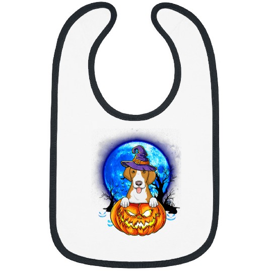 Foxhound Witch Hat Pumpkin Scary Halloween Dog Lovers Bibs