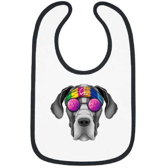 Hippie Great Dane Love Peace Sign 70s Hippie Dog Bibs