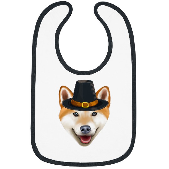 Dog Shiba Inu Wearing Pilgrim Hat Thanksgiving Bibs