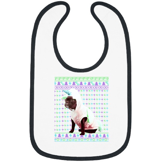 Ugly Christmas Sweater Funny French Bulldog Dog Unicorn Bibs
