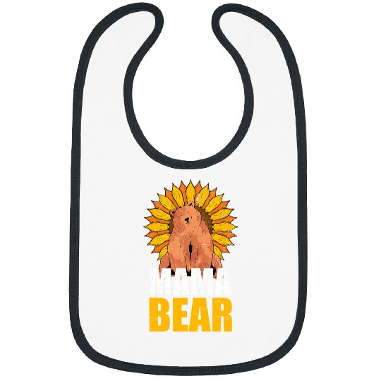 Funny Bear Sunflower Animal Mom Bear Family Mommy Cute Mama Cute Bears Bibs