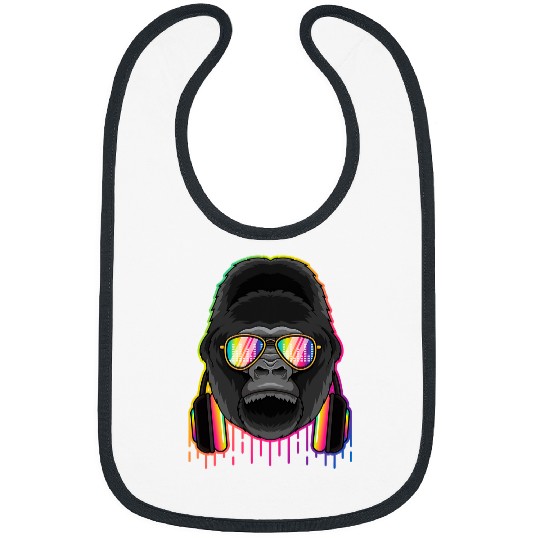 Music Gorilla Dj With Headphones Musical Gorilla Lovers 28 Bibs