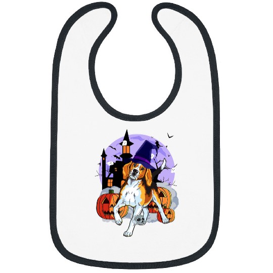 Funny Foxhound Dog Halloween Witch Pumpkin Bibs