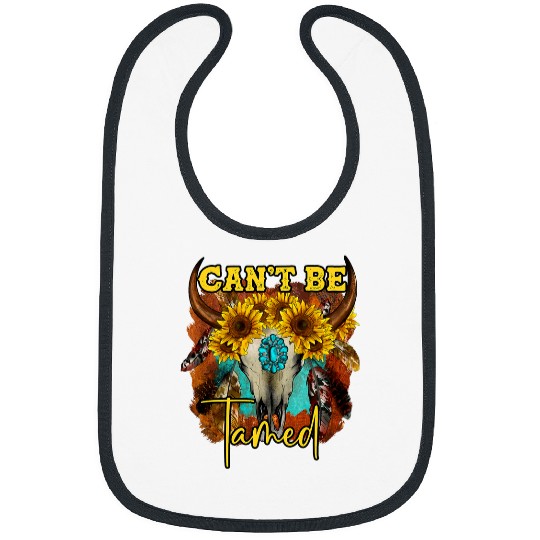 Skeletons Skulls Sunflower Turquoise Bull Skull Cant Be Tamed Western Country Skull Bibs