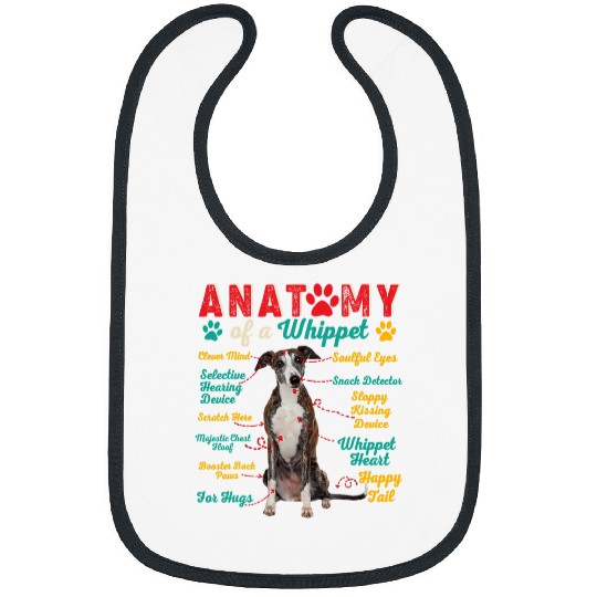 vintages Anatomy Of A Whippet Funny Dog Owner Lover Bibs