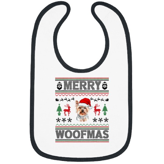 Merry Woofmas Ugly Christmas Yorkie xmass Party 3 Bibs