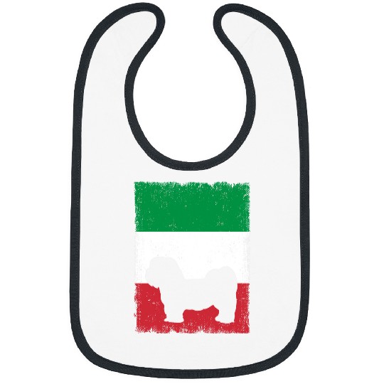 Lhasapoo Dog Italy Flag Italian vintages Mom Dad Bibs