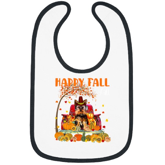 Yorkie Dog Autumn Fall Pumpkin Truck Mappe Thanksgiving304 Bibs