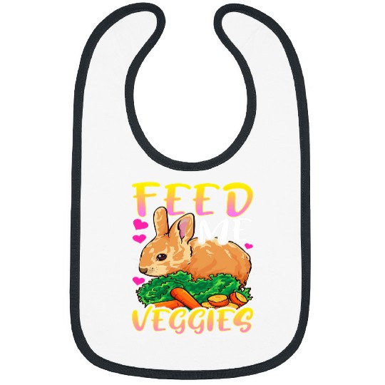 Rabbits FEED ME VEGGIES VEGETARIAN VEGAN BUNNY RABBIT Bibs