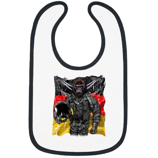 Gorilla Fighter Jet Pilot with Flag of Germany Bibs