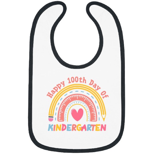 Rainbow 100 Days Of Kindergarten Teacher Student 100th Day Bibs