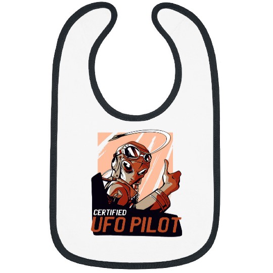 Retro 1980s 1990s UFO Pilot Alien SciFi Day Pastel Brown Bibs