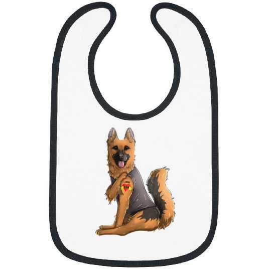 GSD I Love Mom Tattoo Dog Mothers Day German Shepherd Dog Dog Bibs