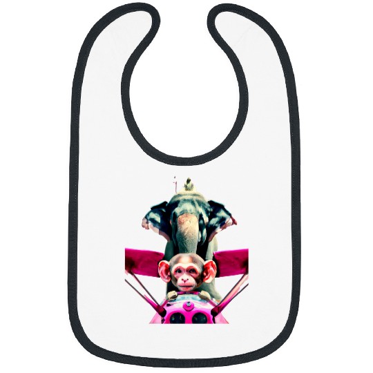 Elephant monkey pop art funny aircraft airplane pilot monkey Bibs
