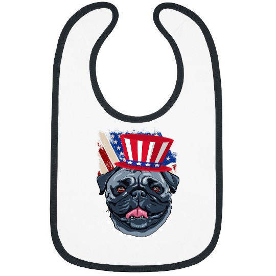 Pug Lover Patriotic Pug Veterans Day Cool Dog Puppy American Flag Hat Pugs Dog Bibs