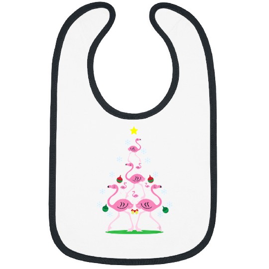 Pink Flamingo Christmas Tree Season Greeting xmass Animal Lover Flamingos Bibs