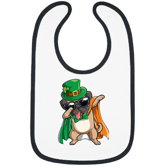 Pug Lover Dabbings St Patrick day Shamrock Pugs Dog Bibs