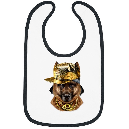 GSD wearing Hip Hop Rapper Cap German Shepherd Dog Dog Bibs