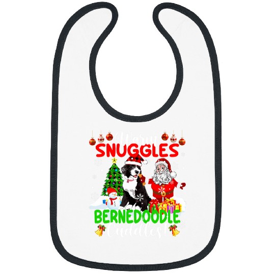 Warm Snuggles Bernedoodle Cuddles xmass Santa Dog Plaid Hat Bibs