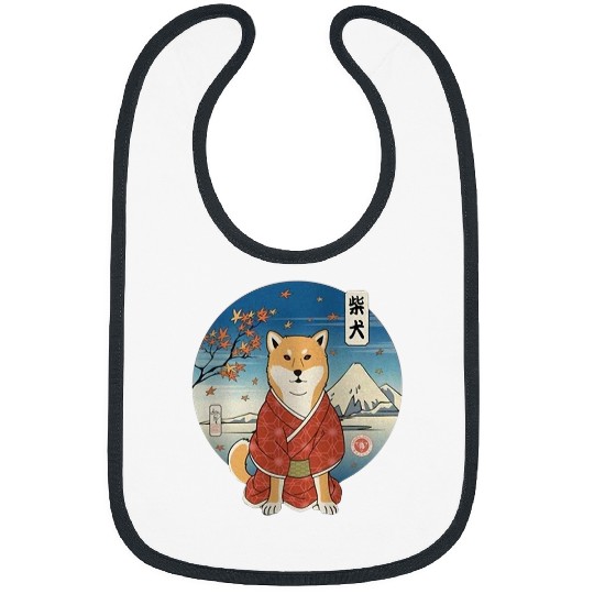 dog shiba inu samurai ukiyoe samurai dog akita samurai Bibs
