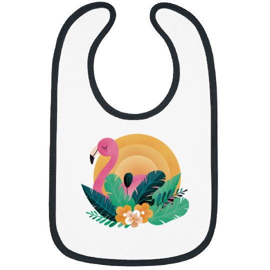 Pink Flamingo Cute Pink Flamingo in Tropical Forest Flamingos Bibs