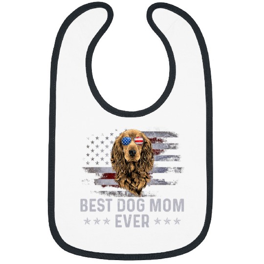 Dog Cocker Spaniel Mom vintages American Flag Patriotic Dog Lover Bibs