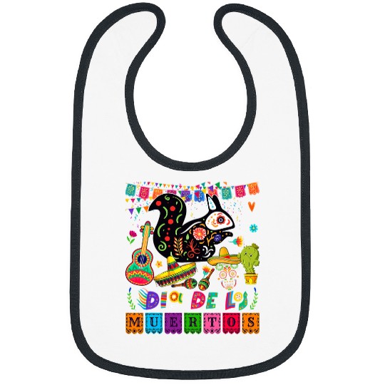 Skeletons Skulls Dia De Los Muertos Mexican Cute Floral Skull Skeletons Rabbit Skull Bibs