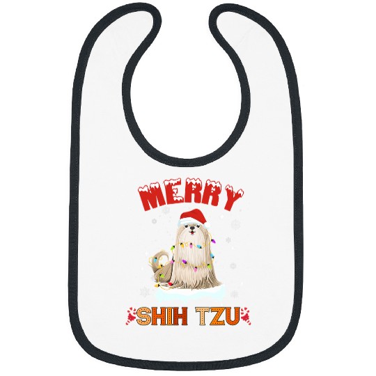 Merry Shih Tzu Christmas Santa Hat Dog xmass Men Women Kids 74 Bibs