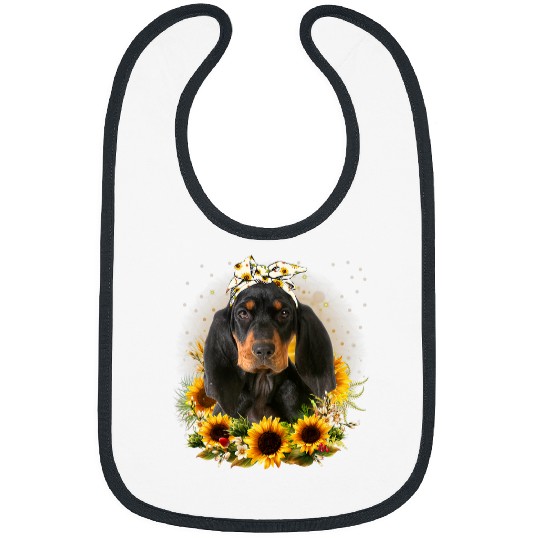 Sunflower Black and Tan Coonhound Dog Mothers Day For Women Bibs