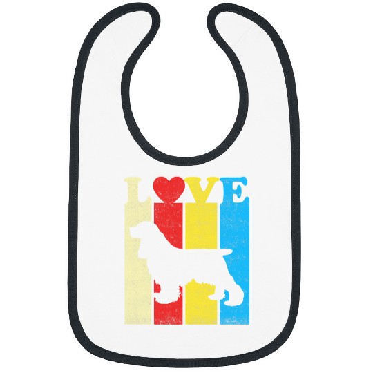 Dog Cocker Spaniel vintages Retro Colors I Love My Cocker Spaniel Dog Bibs