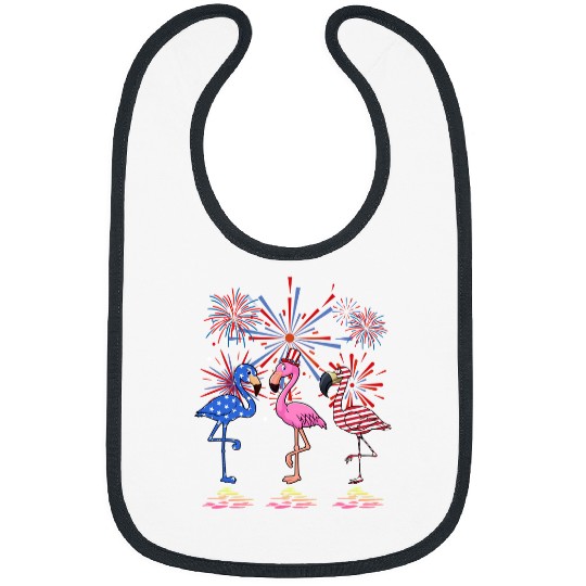 Pink Flamingo American Flag For 4th July wild Flamingos Bibs