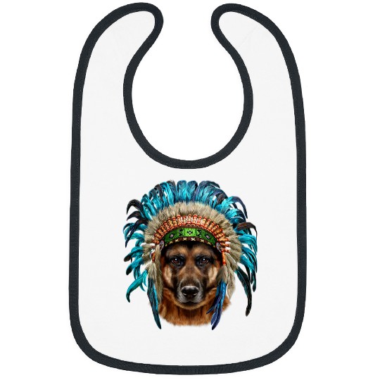 GSD in American Indian Warrior Headdress German Shepherd Dog Dog Bibs