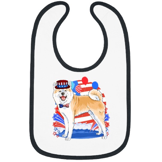 Akita Inu Merica 4th of July American Flag Bibs