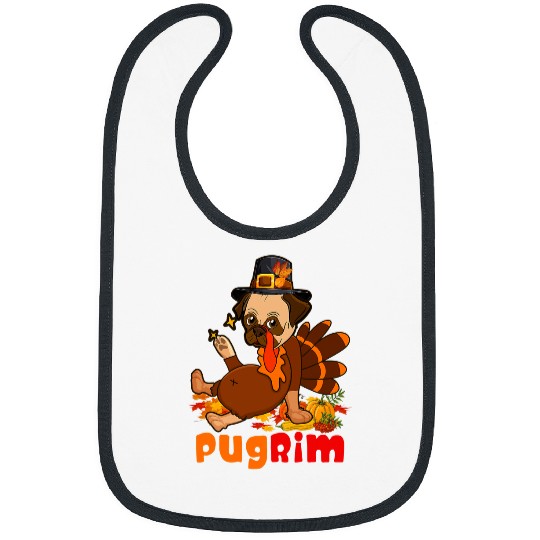 Pug Lover Pugrim Thanksgiving Costume Turkey Fall Leaves Lover Pugs Dog Bibs