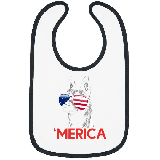Merica Belgian Malinois American Flag 4th of July 415 Bibs