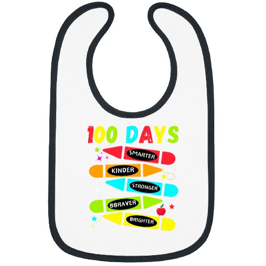 Smarter Kinder Stronger Brighter 100 days of school Teachers Bibs