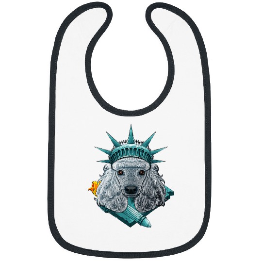 Poodles Statue Of Liberty Poodle 4th Of July Dog USA America Poodle dog Bibs