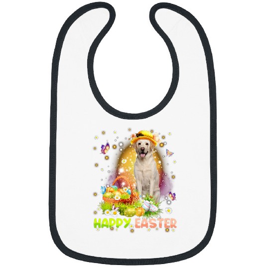 Labrador Lab Dog Happy Easter Cute Bunny Dog Labrador Eggs Basket Funny Dog 1 Bibs