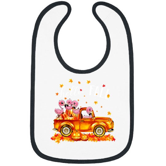 Pink Flamingo Drive Car Hello Fall Happy Halooween Gift wild Flamingos Bibs