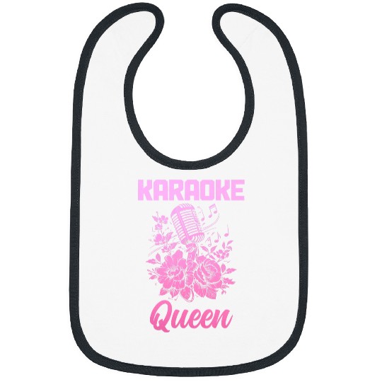 Karaoke Queen Singer vintages Microphone Flowers Singing Girl 4 Bibs