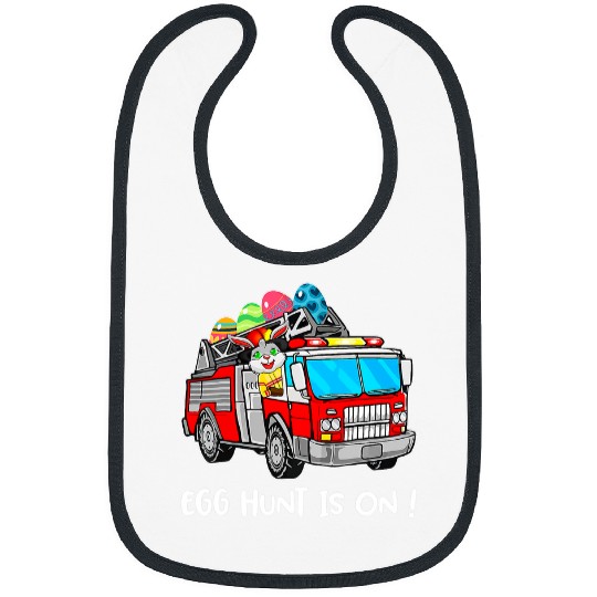 Fireman Firefighter Funny Firefighter Truck Easter Day Egg Hunt Is On Kids Firemen Bibs