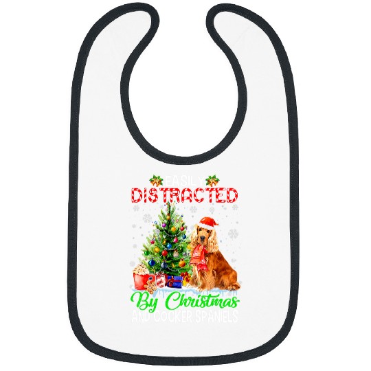 Dog Cocker Spaniel Easily Distracted By Christmas Cocker Spaniel Lover Santa Bibs