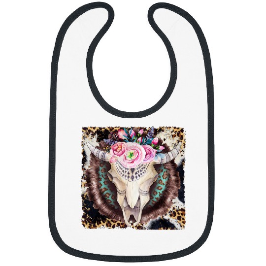 flowers western leopard boho cow bull skull Cowgirls rodeo Bibs